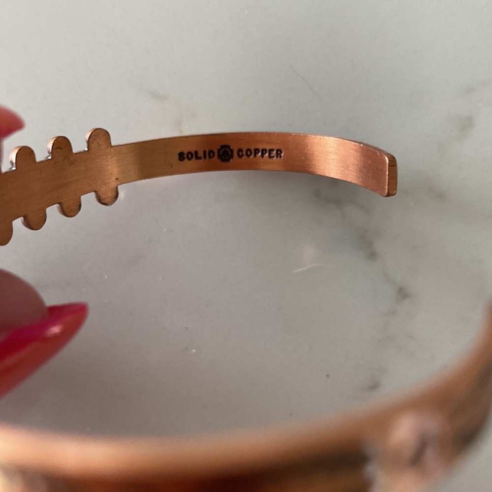Vintage solid copper/turquoise bangle - Picture 2 of 3
